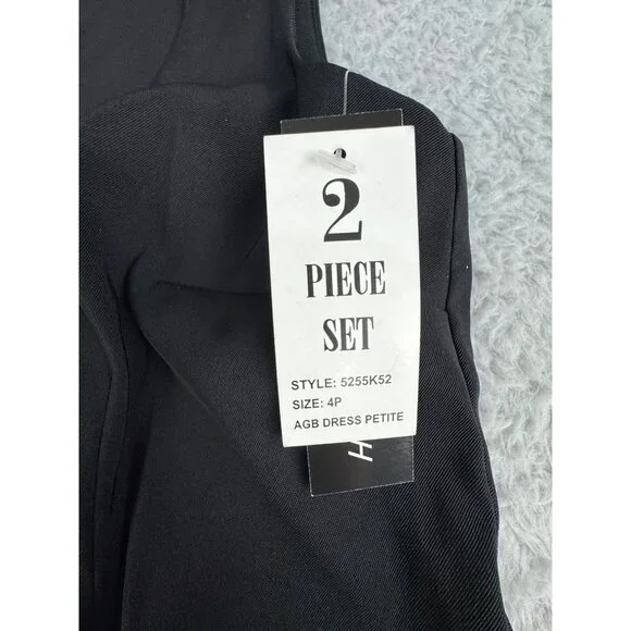 Womens 2-Piece Petite Dress Set By AGB W/Vibrant Jacket & Black Dress Office NWT - Picture 9 of 16